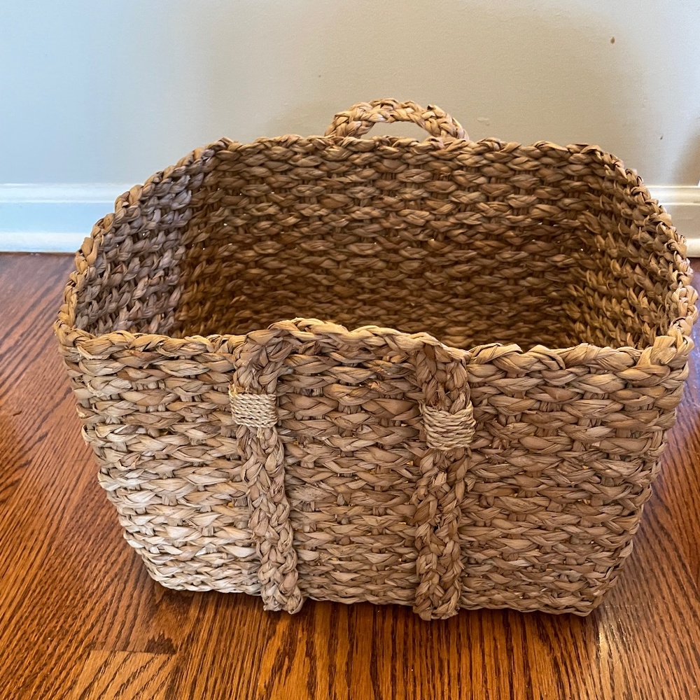 Pottery Barn Woven Tray Basket Dining Serving Storage Square